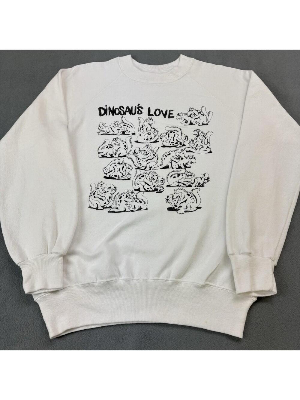 Vintage 80s Dinosaur’s Love Sex Humor Joke Sweatshirt Size Large (Fits Smaller)